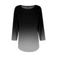 thumbnail image 6 of Bovemsi Womens 3/4 Length Sleeve Tops Casual Summer Pleated Front T Shirts Round Neck Business Work Tunic Blouse, Gray Summer Women's Long Sleeve T-Shirts, M, 6 of 6
