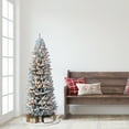 thumbnail image 2 of Pre-Lit 5' Flocked Fir Artificial Christmas Tree with Pines Cones and 200 Lights, Green, 2 of 3