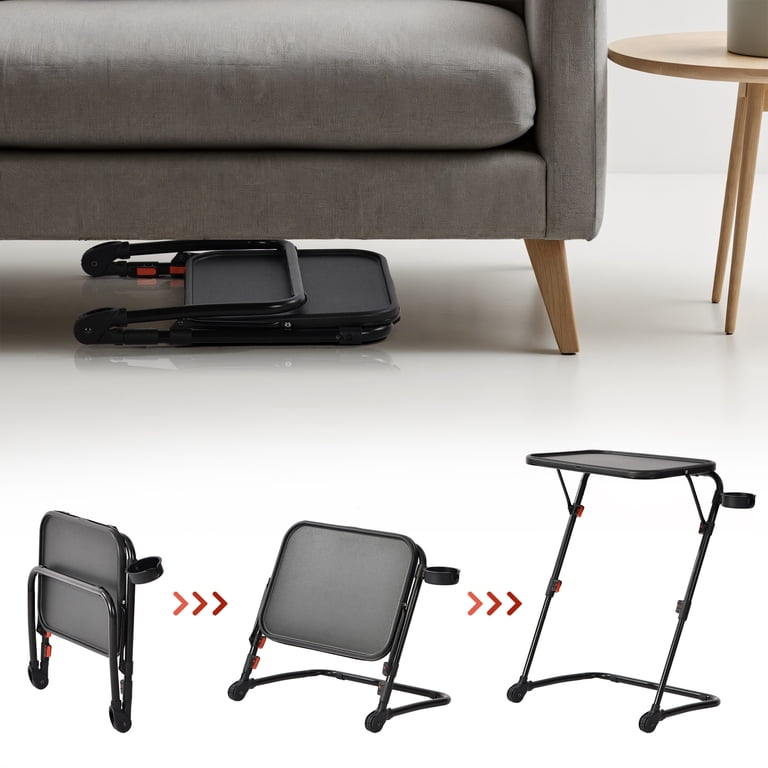 Homy Casa Folding TV Tray Table with Cup Holder, Adjustable Snack