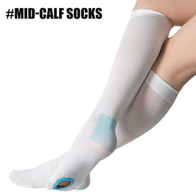 1 Paire de Bas Anti-Embolisme, 15-21 MmHg, Chaussettes de Compression Blanches - Chaussettes de Compression Médicales pour Gonflement