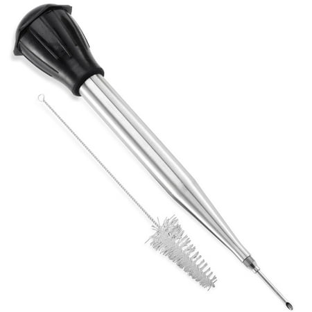 Stainless Steel Baster - Stainless Steel Turkey & Poultry Baster Set w/ Injector & Brush
