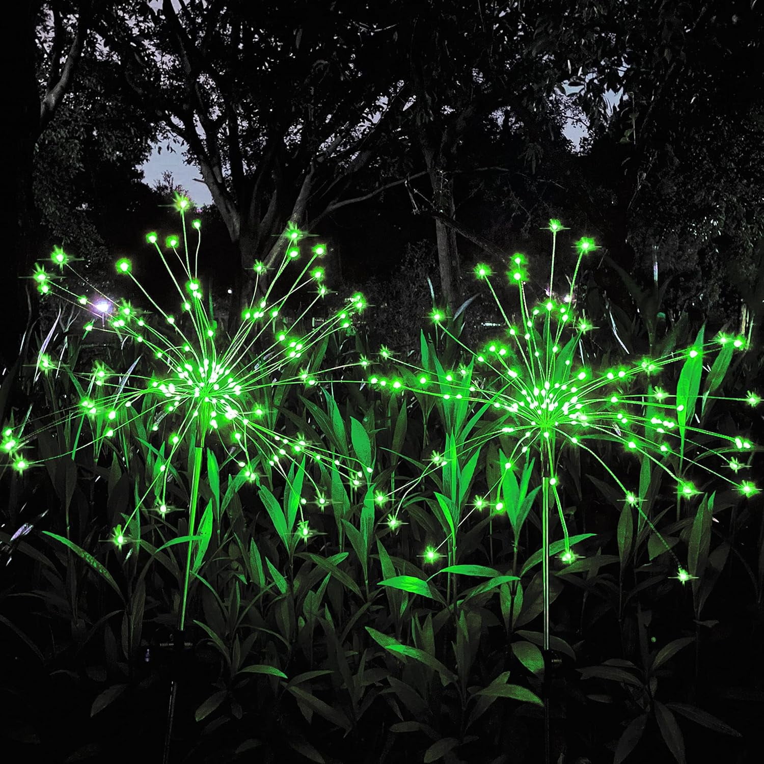 Solar Garden Lights Solar Firework Lights, 2 Pack 120 LEDs 2 Lighting Modes Solar Lights Outdoor Waterproof for Garden Patio Walkway Pathway Party Wedding Christmas Decorative - Green