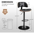 thumbnail image 2 of BFZ Bar Stools Set of 2, Adjustable Height 24"-32", Swivel Counter Height Barstools with Bentwood Back, Faux Leather Upholstered Bar Chairs for Kitchen Island, Black, 2 of 18