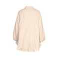 thumbnail image 6 of Purcolt Women 2 Piece Matching Set Dressy Casual Stripes Collared Long Sleeve Button Down Shirts Wide Leg Shorts Loose Fit Work Office Outfits with Ruffled Trim, 6 of 8