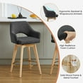 thumbnail image 4 of Zesthouse 26.8″ Swivel Counter Height Bar Stools Set of 2, Upholstered Linen Bar Stools with Back and Wood Legs, Mid Century Modern Barstool Island Chairs for Kitchen Counter, Dark Gray, 4 of 14