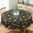 thumbnail image 3 of Mexico Floral Tablecloth, Traditional Folk Style Birds Flowers Colorful Ethnic Print Round Table Cloth for Home Kitchen Dining Party Patio Indoor Outdoor, Round(60x60in), 3 of 6