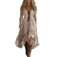 thumbnail image 2 of Guieoi Summer Dresses for Women under $10 Plus Size Wavy-Pleated Sleeveless Asymmetrical Hem Lace-Panel Dress Brown XL, 2 of 6
