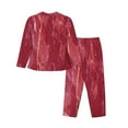 thumbnail image 2 of Kll Abstract Red Marble Print Women'S Long Sleeve Pajamas With Pants Sleepwear Loungewear 2 Set-X-Large, 2 of 9
