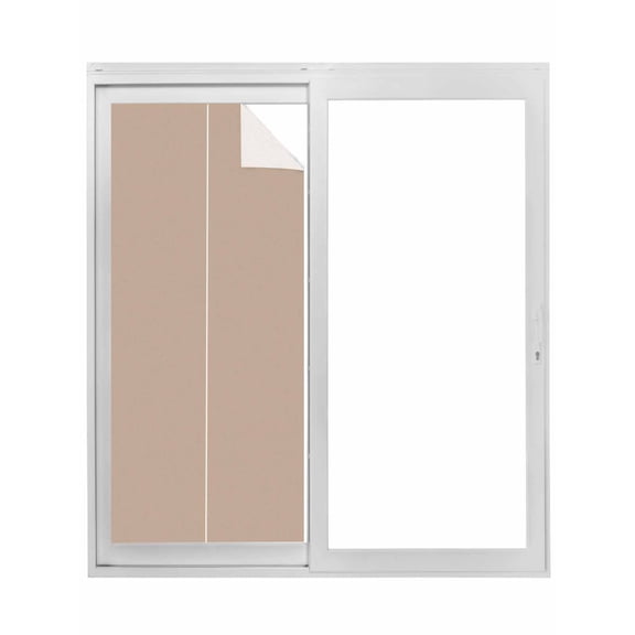 Beige Solid Color Window Privacy Film, Aesthetics Contemporary Luxury Static Cling UV Sun Blocking Tint Film Heat Control Windows Films for Bedroom Bathroom, Window Stickers 17.7"x39.3"