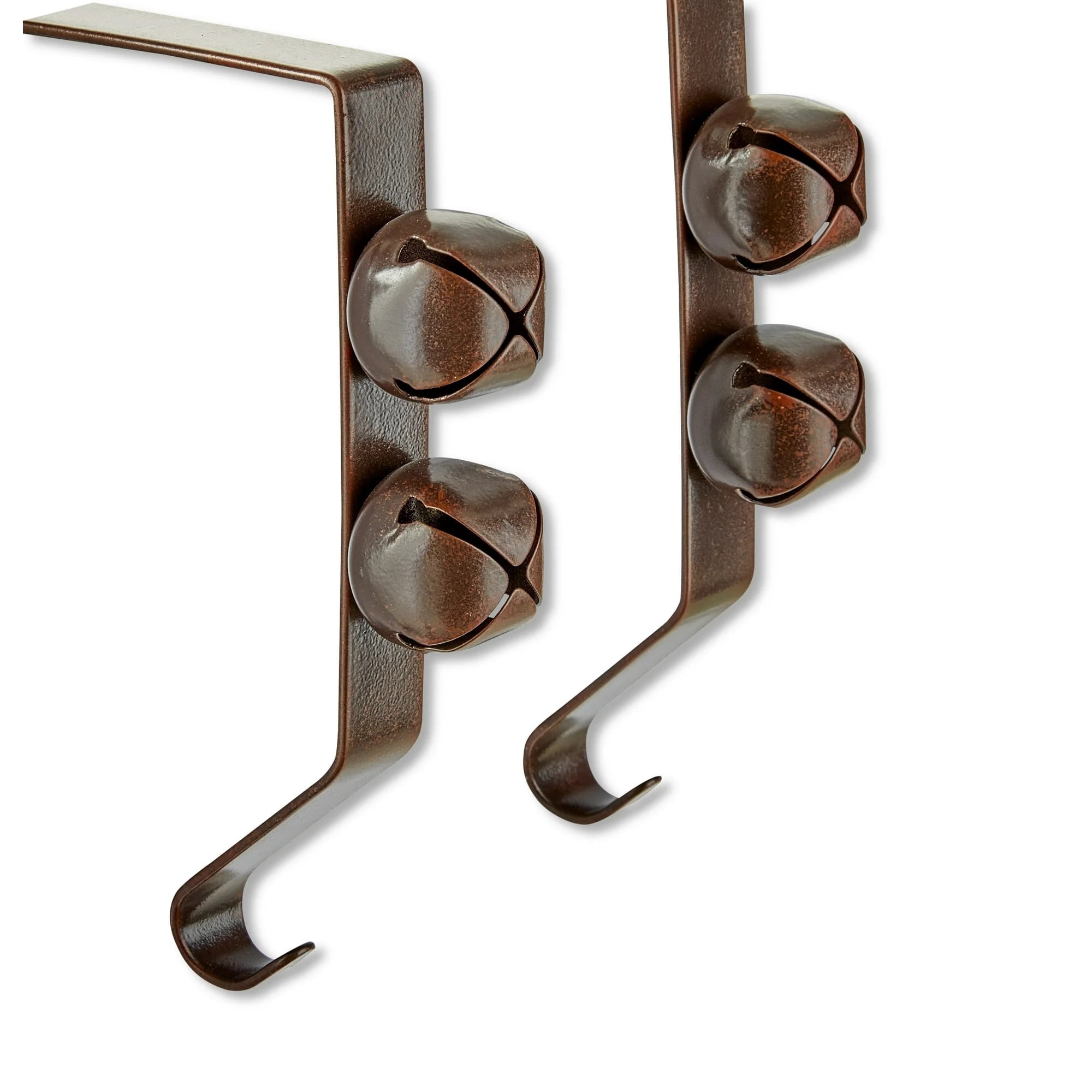 Brown Metal Jingle Bell Christmas Stocking Holders, 6.5", 2 Count, by Holiday Time