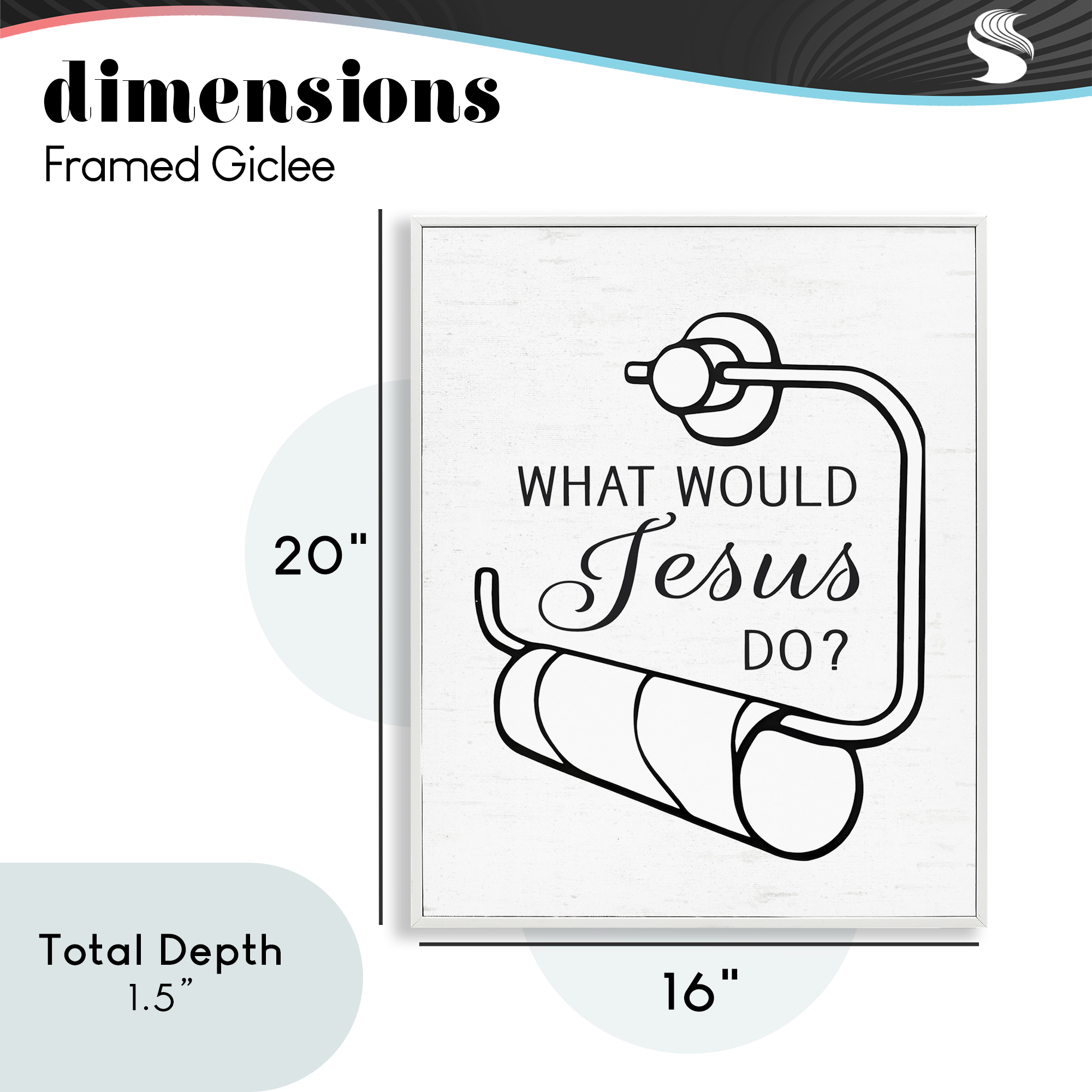 What Would Jesus Do Toilet Paper White Framed Giclee Art, design by Lettered and Lined