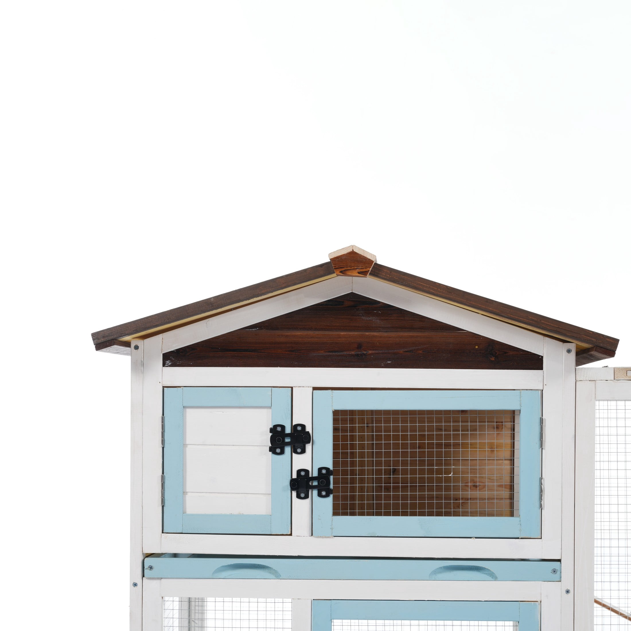 Christopher Knight Home Outdoor Wood Small Animal Rabbit Hutch with Removable Cleaning Trays, White+Blue