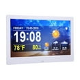 thumbnail image 4 of WIFI Weather Clock 10in 100?240V White Date Time Temperature Humidity Color Display Alarm Clock with Remote Control Support Photos Videos Music Play UK Plug, 4 of 5