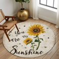thumbnail image 2 of Round Rugs 5Ft, Yellow Sunflower Round Area Rug Washable Indoor Throw Carpet, Summer Vintage Flower Bee Sunshine Soft Non Slip Circle Rug for Cabinet Bathroom Home Decor Aesthetic, 2 of 8