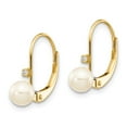 thumbnail image 2 of 14k Gold 5-6mm Round Freshwater Cultured Pearl .02 ct. Diamond Leverback Earrings, 2 of 3