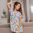 thumbnail image 3 of Balery Bear And Polka Dot Camisón de manga corta con cuello redondo para mujer, cómodo y elegante., 3 of 6