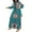 Blue, variant on VONDA Womens Elegant Long Shirt Dress Floral Pirnt Long Sleeve Party Casual A Line Maxi Dresses