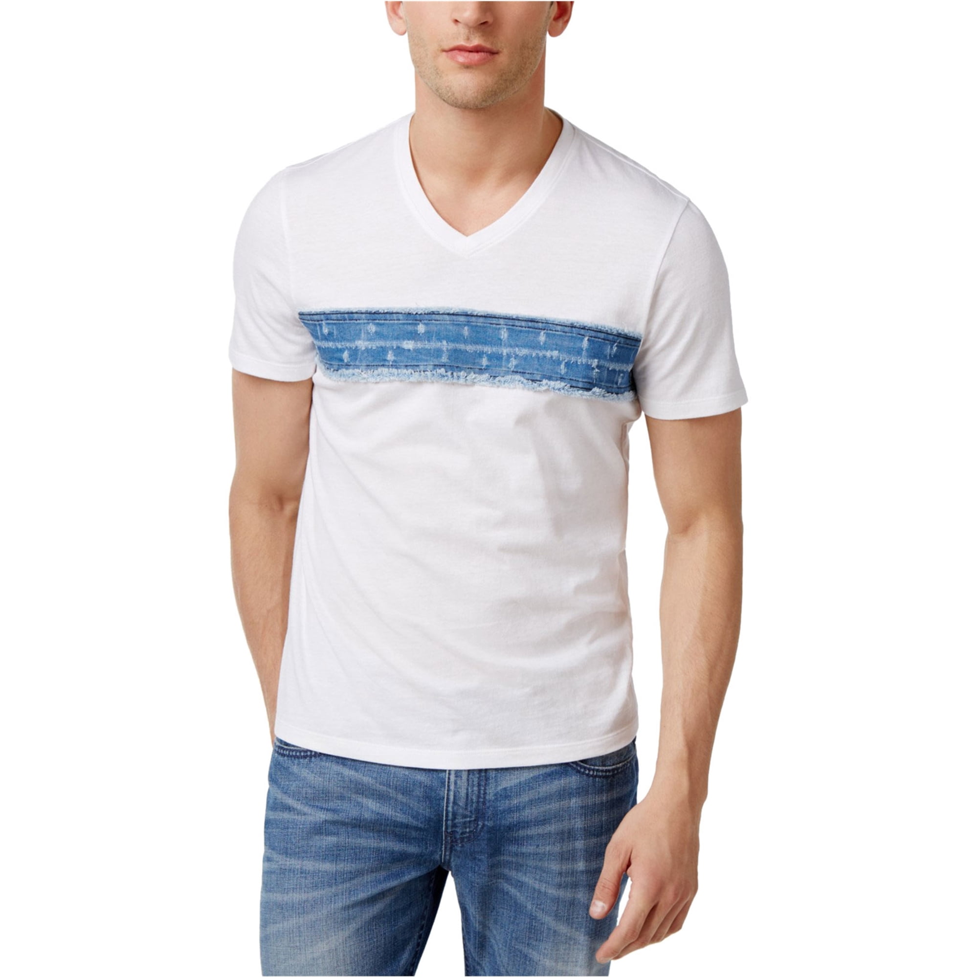 Mens Denim Trim Embellished T-Shirt 