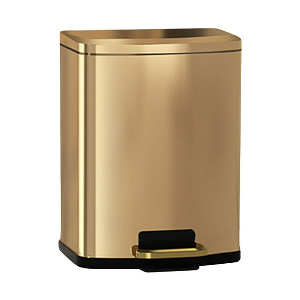Bote de Basura con Paso Bote de Basura 9L Bote de Basura de Acero Inoxidable de Moda Bote de Basura Bote de Basura de Cocina para baño en casa Sala de Dorado champagne