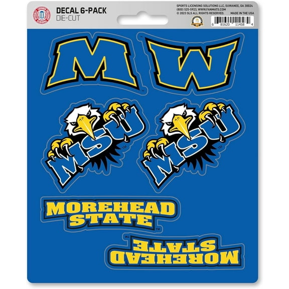 Morehead State University Eagles 6-Piece Decal Sticker Set, 5x6 Inch Sheet, Gift for football fans for any hard surfaces around home, automotive, personal items