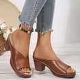 thumbnail image 5 of Sandals for Women 2025 Walking Sandals Platforms Womens Wide Shoes Extra Wide Tan for Women Size 11 Womens Bridesmaid Women's Summer On Casual Beach Yoga Shoes With Mid Heel Brown 8.5, 5 of 7