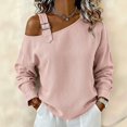 thumbnail image 6 of COMVALUE Women's Basic Summer Clothes Spring Long Sleeve Shirts | shirt women,Metal Buckle Soft Linen Fabric Tops Daily Casual Loose Blouse (Pink, L), 6 of 9