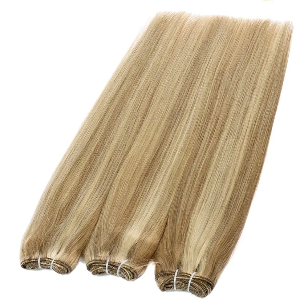 Clip in Hair Extensions Real Human Hair 16"-26" P8/613 Color Highlight Blonde Straight Hair Extensions 8Pcs Double Weft Clip in Remy Hair Extensions