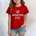 thumbnail image 2 of mgoYE Girls Boy's 250 Years America Anniversary 250th Independence Day Vintage O-Neck T-Shirt 250th Anniversary USA Shirts Gifts for Girls(Red,7-8 Years), 2 of 5