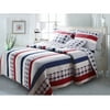 Nautical Stripes Cotton Quilt, Queen Set, 90 Inch x 90 Inch by Greenland Home Fashio