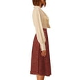 thumbnail image 4 of MODA NOVA Junior's Elastic Waist Zipper Vintage Polka Dots Midi Skirt, 4 of 6