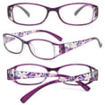 thumbnail image 2 of KOOSUFA Womens Floral Color Reading Glasses 5.00 Quality Rectangle Readers Eyeglasses Eyewear Purple, 2 of 7