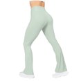 thumbnail image 4 of QATAINLAV Flare Leggings for Women with Pockets Casual Crossover High Waisted Yoga Pants Athletic Tummy Control Bootcut Wide Leg Pants Mint Green L, 4 of 6