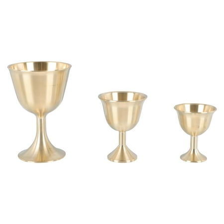 

3Pcs Brass Chalice Cups Decorative Metal Copper Cups Luxury Retro Temple Cups