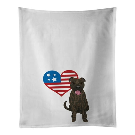 

Pit Bull Brindle #1 Patriotic White Kitchen Towel Set of 2 19 in x 28 in