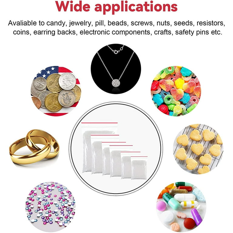 800 Pieces Small Ziplock Bags Clear Jewelry Bags 4 Assorted Sizes, 1.6 x 2.4/2 x 3/2.5 x 3/2.5 x 3.5/3 x 4/4 x 6 Inch, Resealable Mini Ziplock Bags Lock Seal Zipper Sample Bags for Beads Jewelry Food