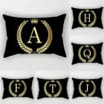 thumbnail image 2 of 30x50cm Gold Color 26 Letters Cushion Cover Black Pillow Case Crown Leaves Plant Polyester For Home Decore Pillowcase, 2 of 5