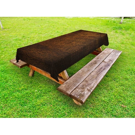 Round Timber Table Wooden Outdoor Tablecloth, Old Vintage Antique Timber Oak Background Rustic Floor Artisan Photo Print, Decorative Washable Fabric Picnic Table Cloth, 58 X 84 Inches,Chestnut and Brown, by Ambesonne ()