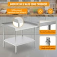 thumbnail image 3 of 12x24x30 Inch Stainless Steel Equipment Grill Stand Table 400 Lbs Capacity NSF Certified with Adjustable Legs,2" Edge Baffle,Commercial Prep & Work Table for Hotel,Home,Commercial Restaurant Kitchen, 3 of 7
