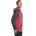 thumbnail image 3 of District Young Mens Lightweight Fleece Raglan Hoodie-2XL (Heathered Red/ Heathered Charcoal), 3 of 6