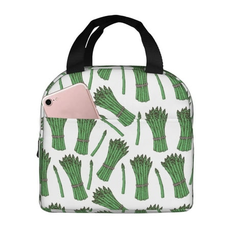 Insulated Lunch Bag for Women Men - Asparagus green print Leakproof Cooler Lunch Box for Women Men  Lunch Tote Bags for Work School Picnic Travel