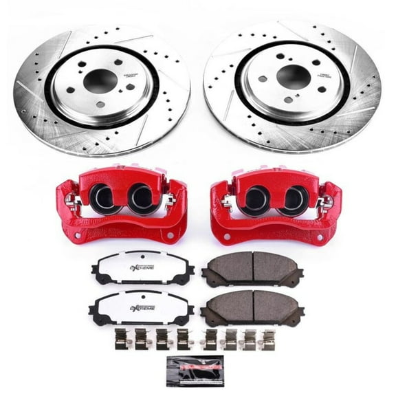 PowerStop Front Z36 Truck & Tow Brake Pad and Rotor Kit with Red Powder Coated Calipers Fits: LEXUS Select Models KC7688-36