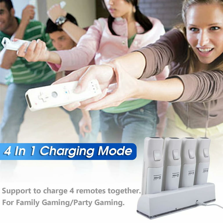 Charger Charging Dock Station + 4x 2800mAh Battery For wii Remote Controller  
