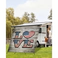 thumbnail image 4 of 4th of July RV Awning Sun Shade Screen 9'X7' American Flag Love Heart Mesh Sunscreen Retro Wood Grain Awning Shade Screen with Zipper UV Blocker Completed Kits Outdoor Canopy for RV Motorhome Camper, 4 of 7