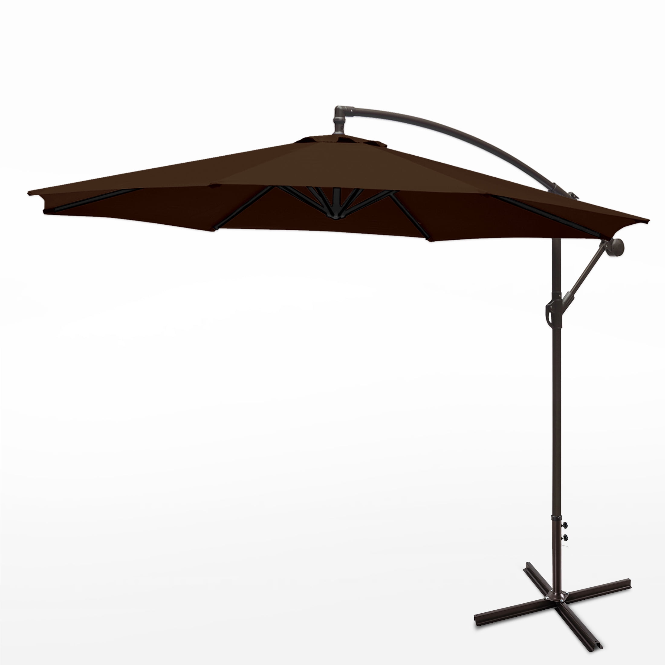 WestinTrends Julia 10 Ft Cantilever Umbrella Outdoor Patio Shade Market Hanging Offset Umbrella with Infinite Tilt and Easy Open Crank Lift, Coffee