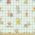 thumbnail image 2 of Ambesonne Easter Fabric by the Yard Upholstery, Bunnies Colorful Eggs Heart, 5 Yards, Mustard Coral and White, 2 of 5