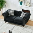 thumbnail image 3 of Sofas for Two 67"Chesterfield ‌velvet upholstery fabric Sofa with Roll Armrest & Nailhead,Upholstered Mid Century Modern Couch,2 Seater Couch for Living Room, Office, Apartment, Black,Small Couches, 3 of 12
