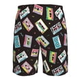 thumbnail image 6 of Wukai Colorful Retro Tape Print Beach Trunks with Compression Liner Swimsuit Quick Dry Beach Sports Shorts with Pocket-Small, 6 of 8