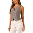 thumbnail image 4 of Chaleco Inspire Chic para la moda femenina sin mangas, con botones, escote en V, top corto de verano, chalecos S en gris oscuro, 4 of 5
