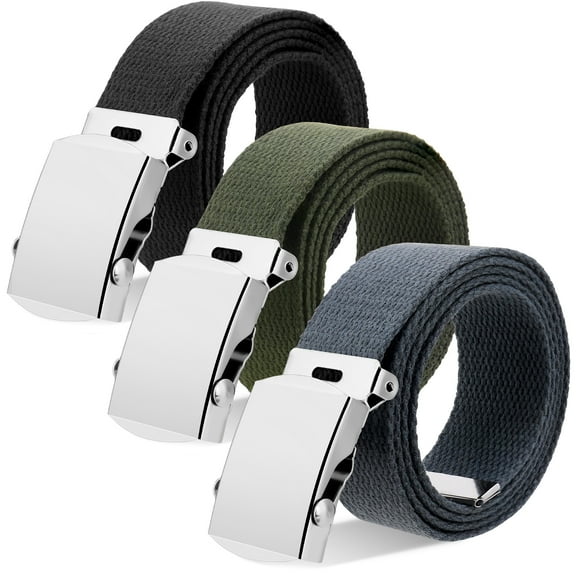 Bocaoying 3 Pack Belts for Men, Work Belts for Men, Men's Ratchet Web Belt, Mens Nylon Automatic Buckle Belt, Adjustable Canvas Fabric Nylon Golf Belt Fits Anywhere