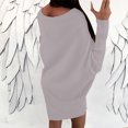 thumbnail image 4 of EOYWHK Off Shoulder Dress for Women Plus Size Long Sleeve Sweaters Loose Fit Mini Dress Soft Knitted Pullover Short Dress ,S-5XL, 4 of 8